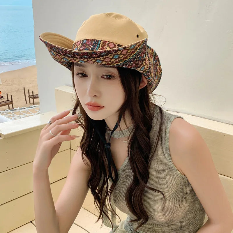 Summer Bucket Hat Women Wide Brim Sun Hat Fisherman Cap Sunscreen