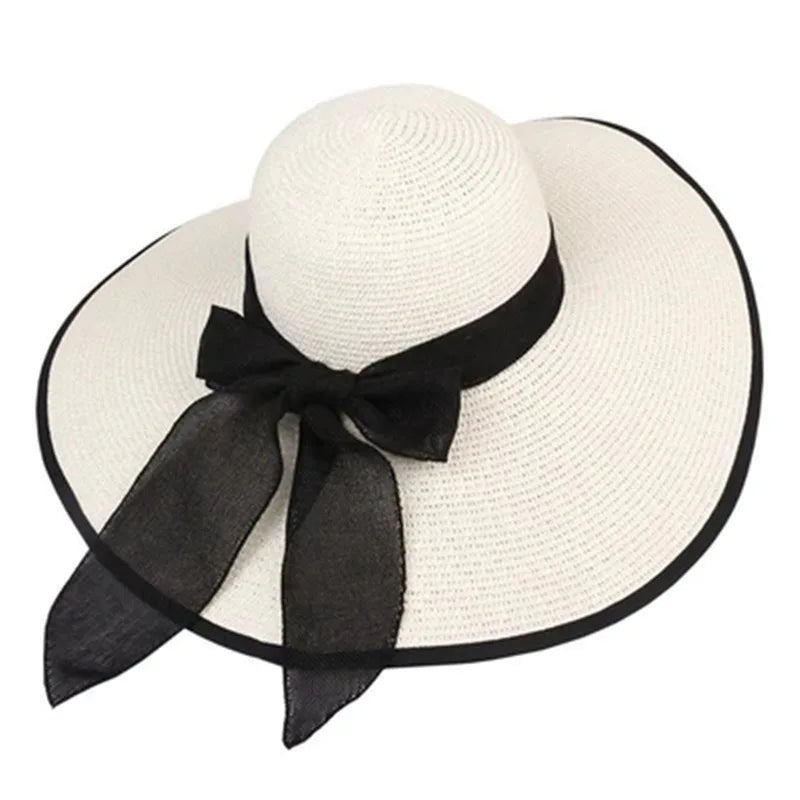 Women Hat Foldable Summer Straw Hat For Beach Travel Visors Female Face Protection UV
